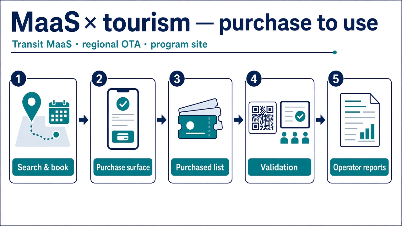 MaaS tourism tickets — flow from purchase to use