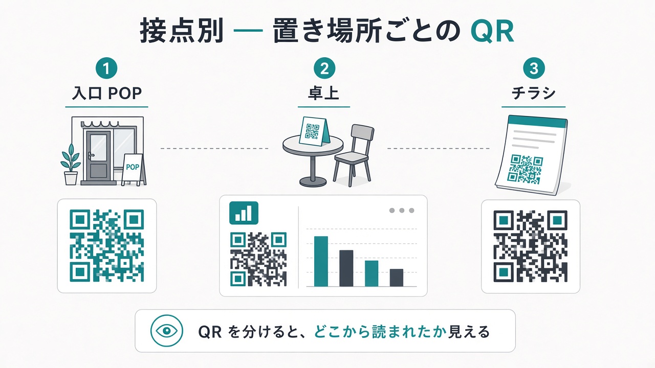 接点別のイメージ（入口・卓上・チラシ）
