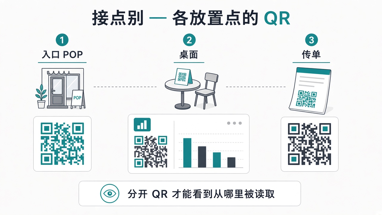 分触点示意（入口·桌面·传单）