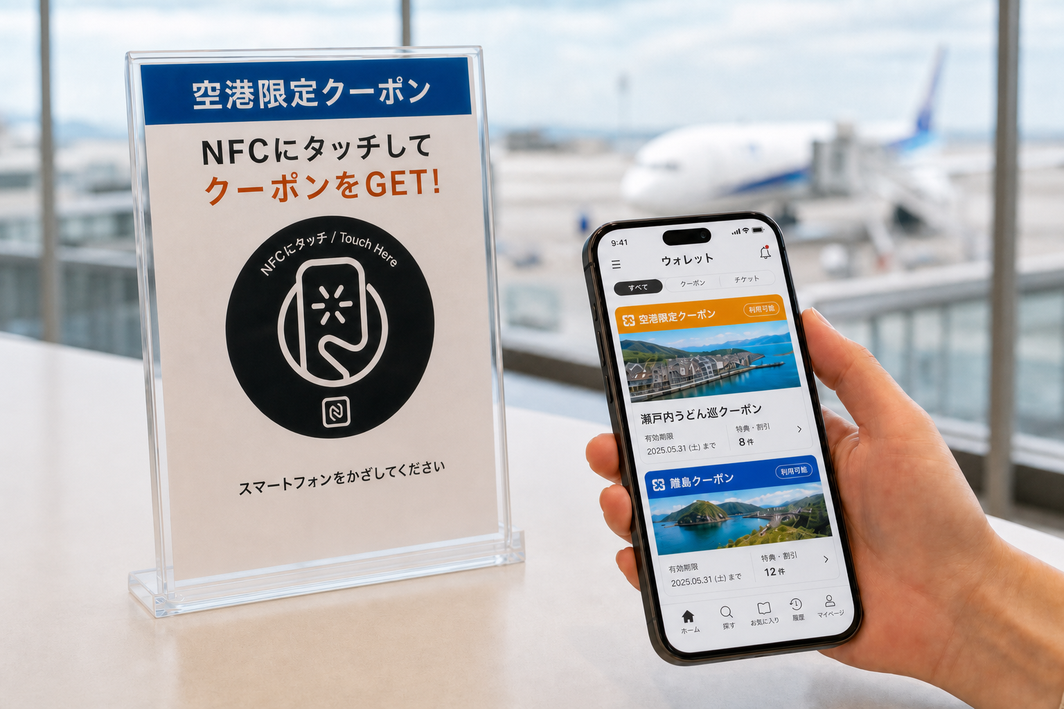 案内ページから券を受け取る画面