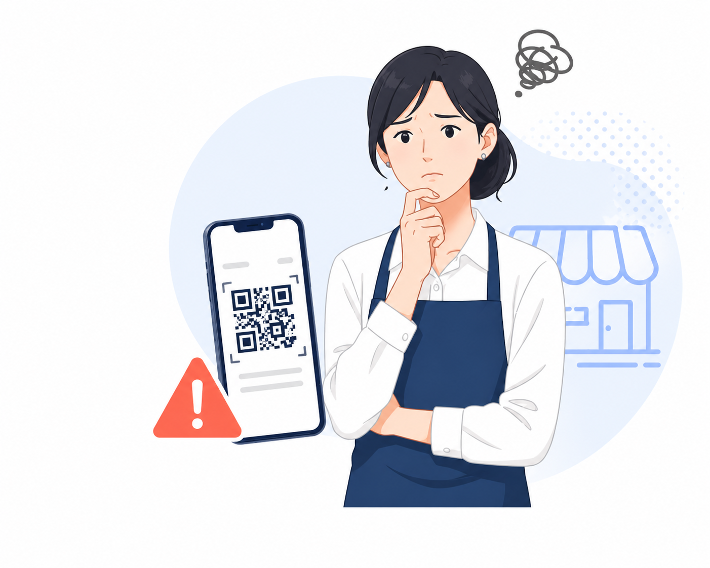 お悩みを抱える店舗スタッフのイメージ